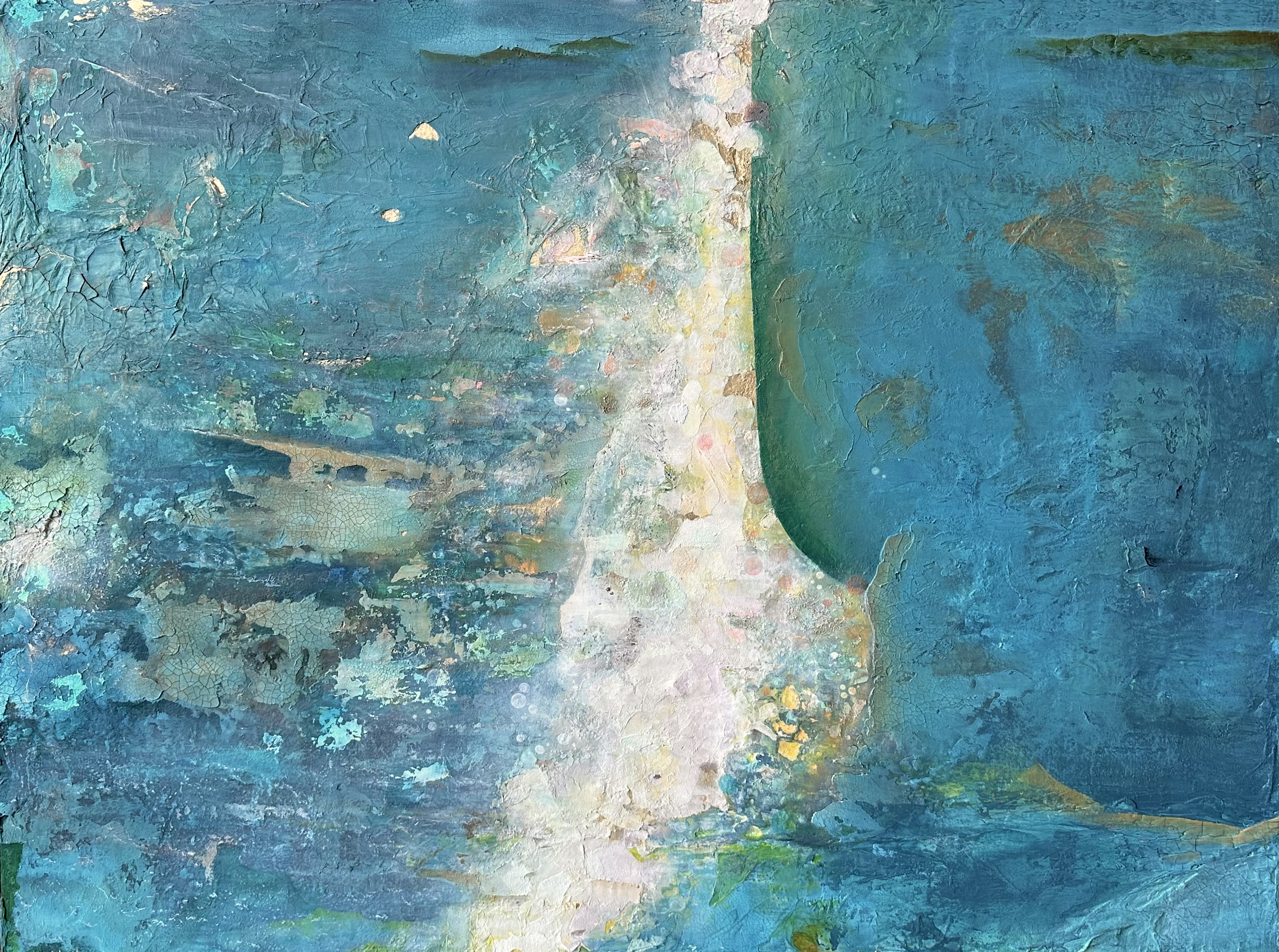 Healing Interrupted, a mixed-media painting on wood panel by Christine Duncan
