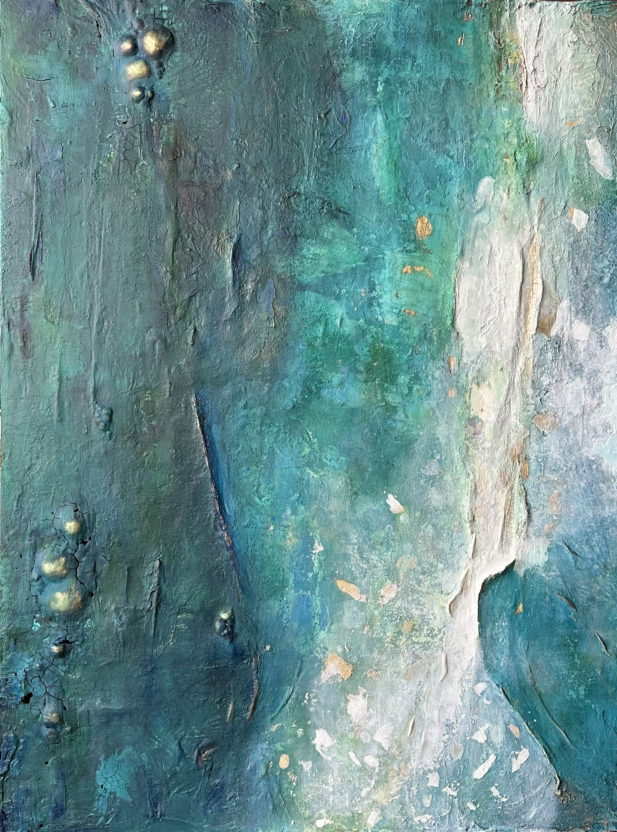 Lest I Forget, a mixed-media painting on wood panel by Christine Duncan